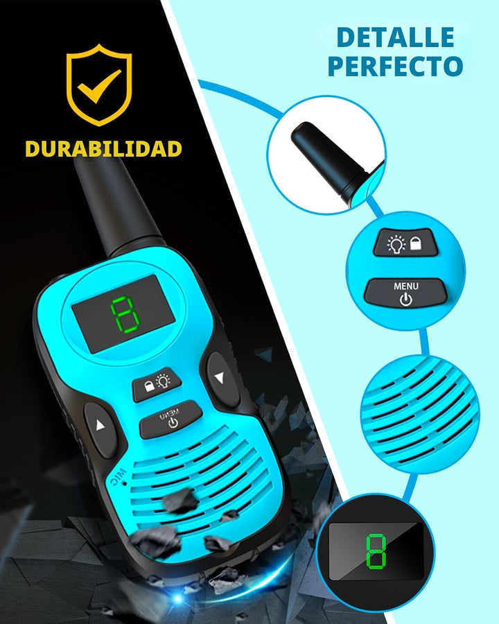 Walkie Talkies para Niños de Largo Alcance - Paquete de 4 Walkie Ta...