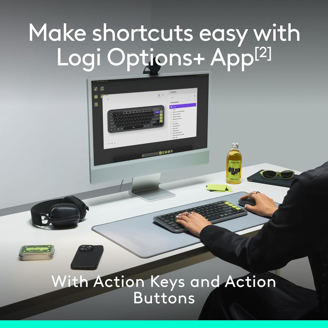 Logitech Combo POP ICON, combo de teclado y mouse Bluetooth, escrit...