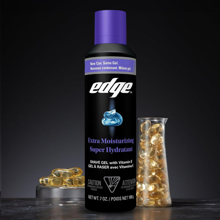 Edge Gel de afeitado para hombres, extra hidratante con vitamina E,...