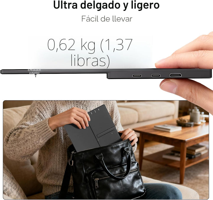 MSCMPOVA Monitor portátil de 15.6 pulgadas 1080P FHD USB-C HDMI Mon...
