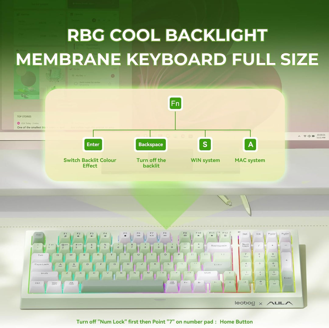 LEOBOG x Aula Teclado Gaming, Teclado Cremoso Inalámbrico, Teclados...