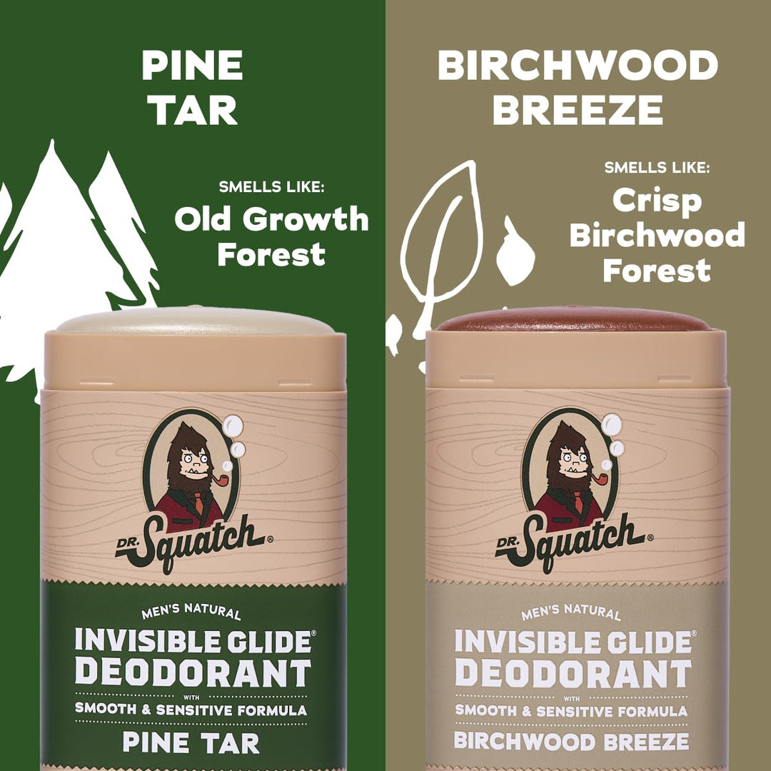Dr. Squatch Invisible Glide Natural Desodorante para hombre, desliz...