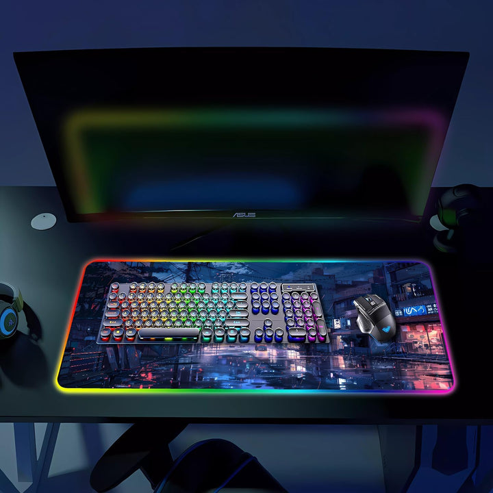 Armanza Alfombrilla de ratón RGB para juegos, alfombrilla grande co...