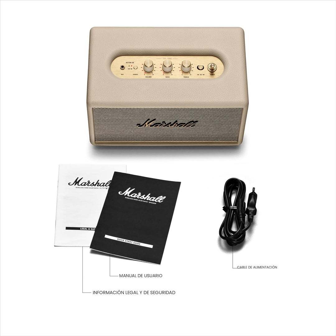 Marshall Acton III - Altavoz Bluetooth para el hogar, color crema
