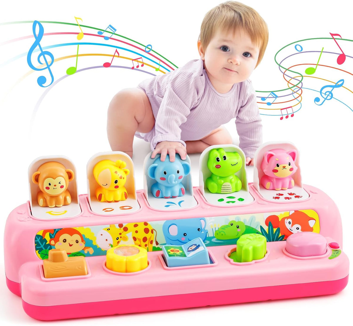 Juguetes para niñas de 1 año, juguete interactivo emergente con música y luz, juguetes de aprendizaje Montessori para bebés y niños pequeños de 9-12-18 meses, primeros regalos de cumpleaños