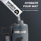 Gatorade 'Overtime' - Botella de agua de acero inoxidable de 22 onzas, tapa giratoria, color gris