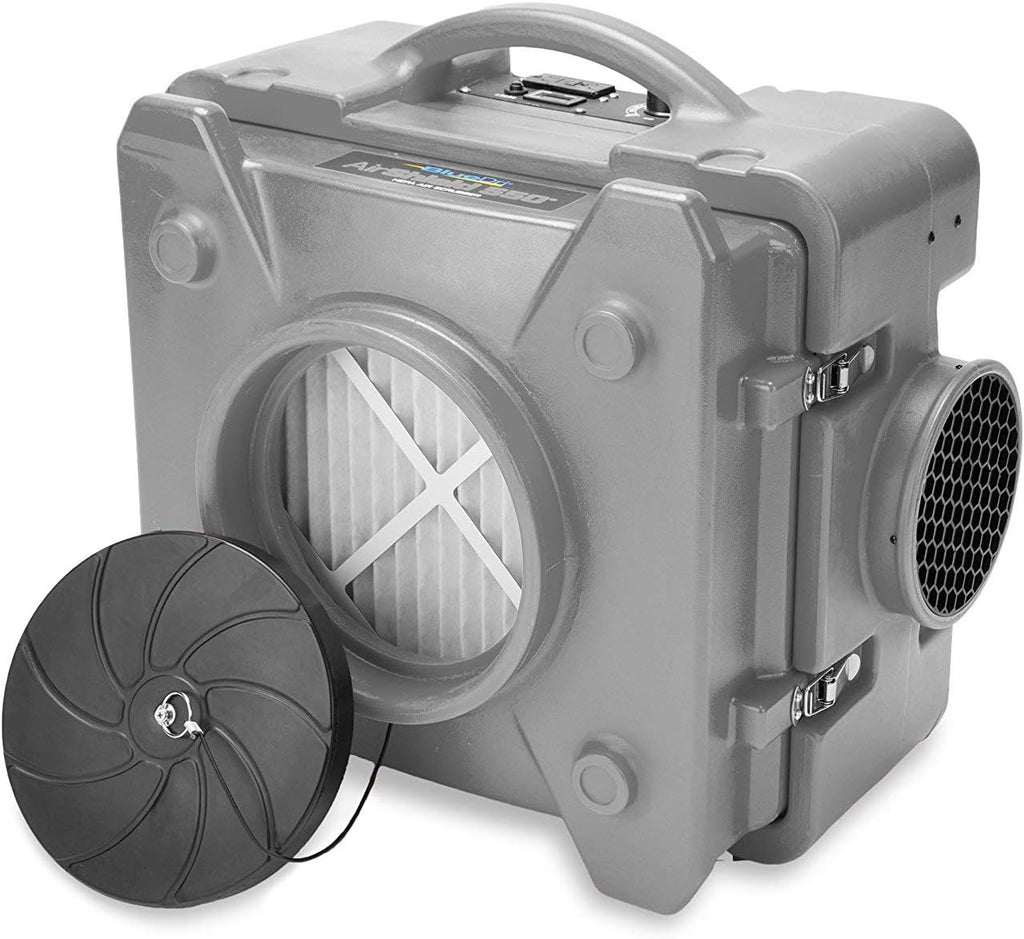 BlueDri Air Shield 550 HEPA Depurador de aire, Equipo de Restauración de Daños por Agua Purificador de aire, Cubre 1400 pies cuadrados, Capaz de Cadena de Margarita, Para Uso Comercial, Gris, BD-AS