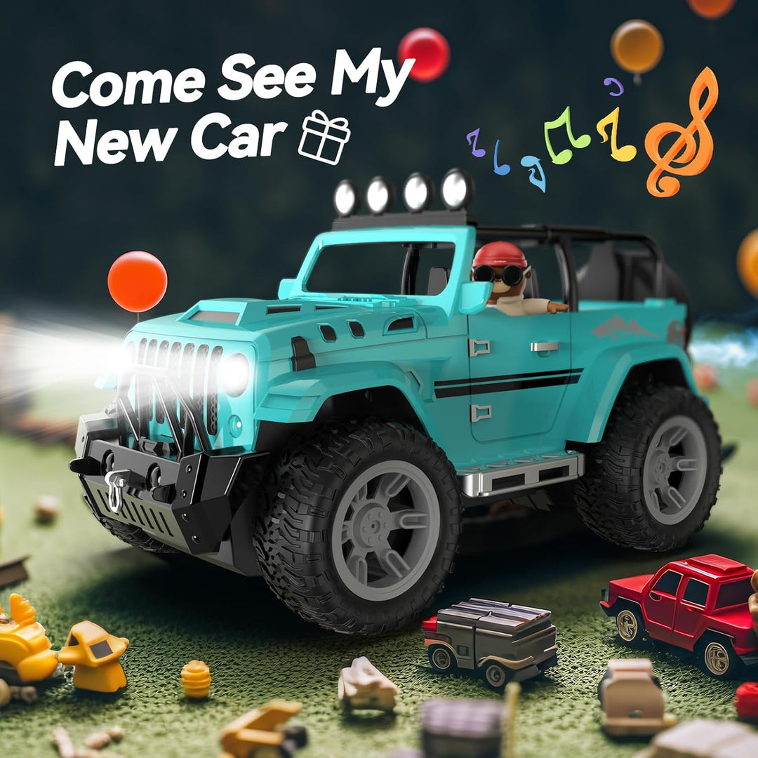 DEERC Coche de Control Remoto con Neblina y Música, Camión de Contr...