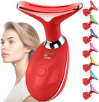 Masajeador facial con luz roja-terapia para cara y cuello, varita de esculpir cara con 7 colores (rojo)