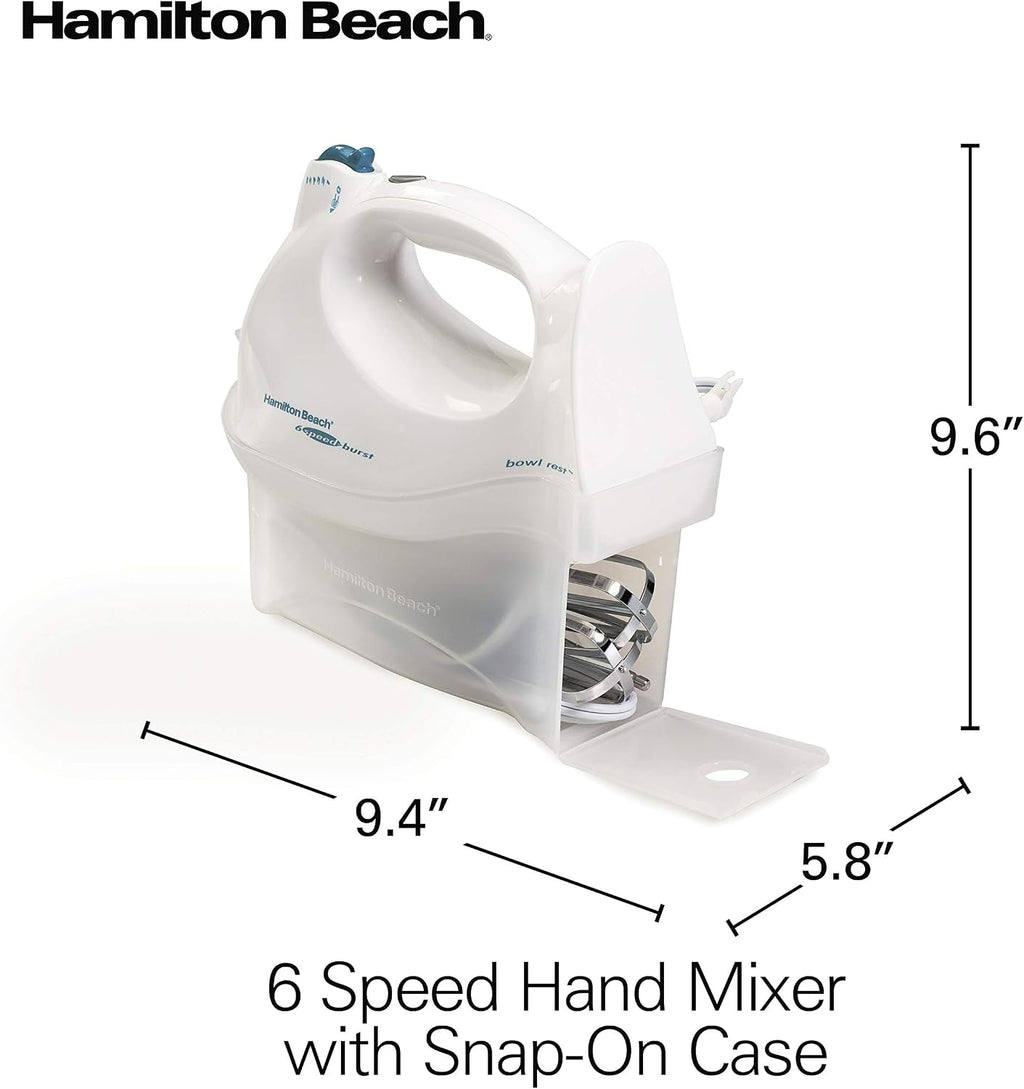 Hamilton Beach Power Deluxe - Batidora de mano eléctrica de 6 velocidades con QuickBurst