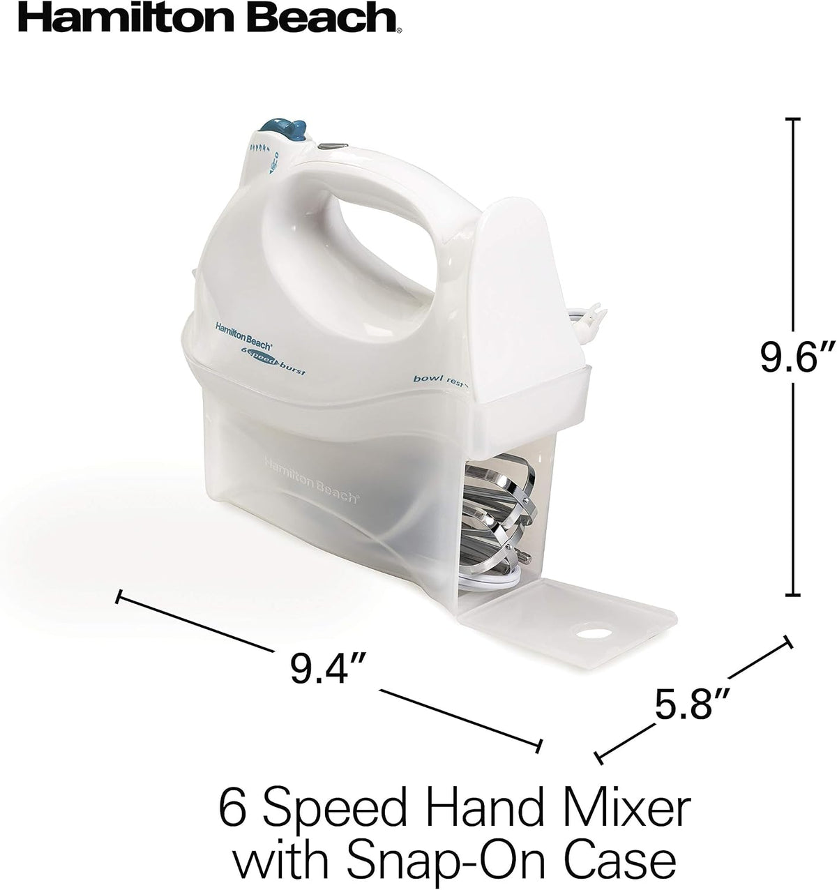 Hamilton Beach Power Deluxe - Batidora de mano eléctrica de 6 velocidades con QuickBurst