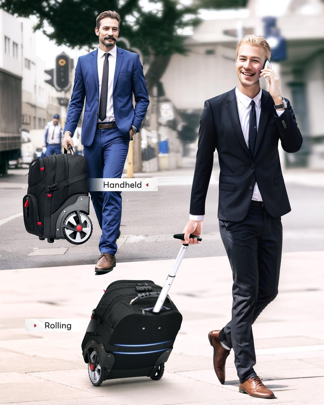 MATEIN Bolso rodante con ruedas, mochila rodante extra grande de 17...