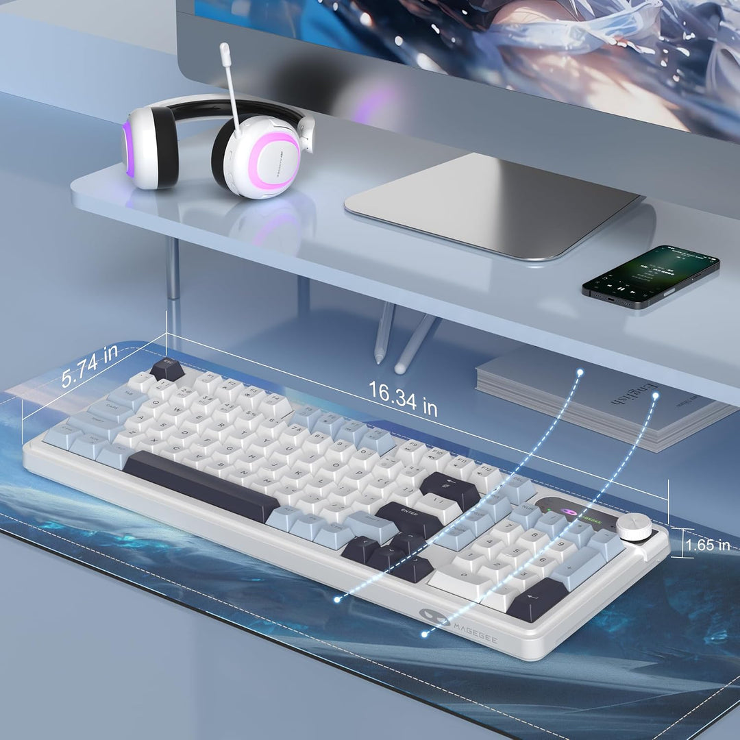 MageGee GK960 Teclado inalámbrico, 98 teclas trimodo BT\/2.4G\/tecl...