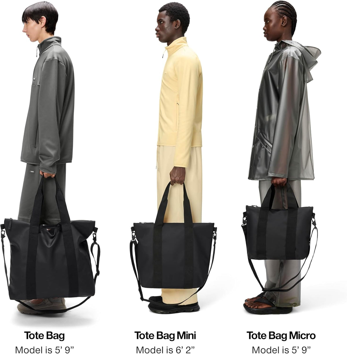 RAINS Bolso tote - Bolso impermeable con cremallera para viaje y trabajo