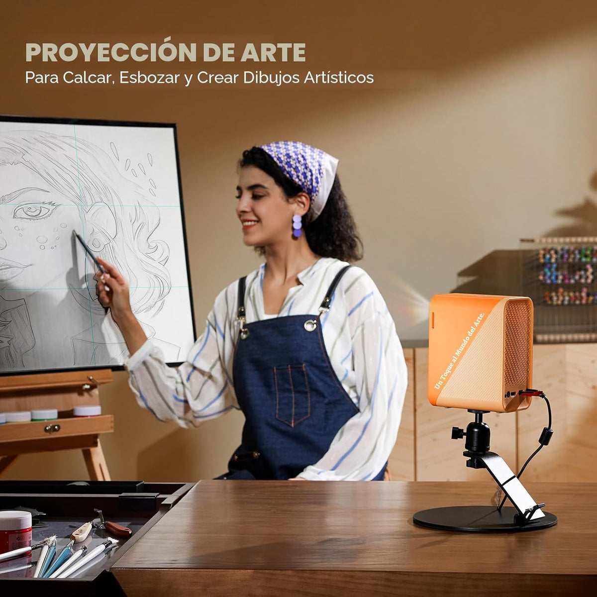 Caydo Proyector de arte P1 para artistas, aplicación de dibujo exclusiva, Ámbar y miel