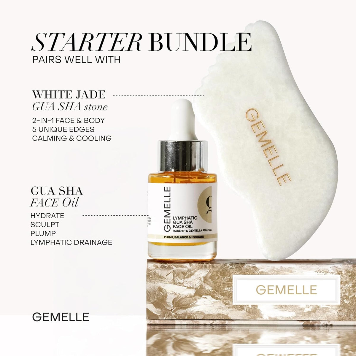 GEMELLE Aceite Facial Linfático Gua Sha | Ganador de 10 Premios | V...