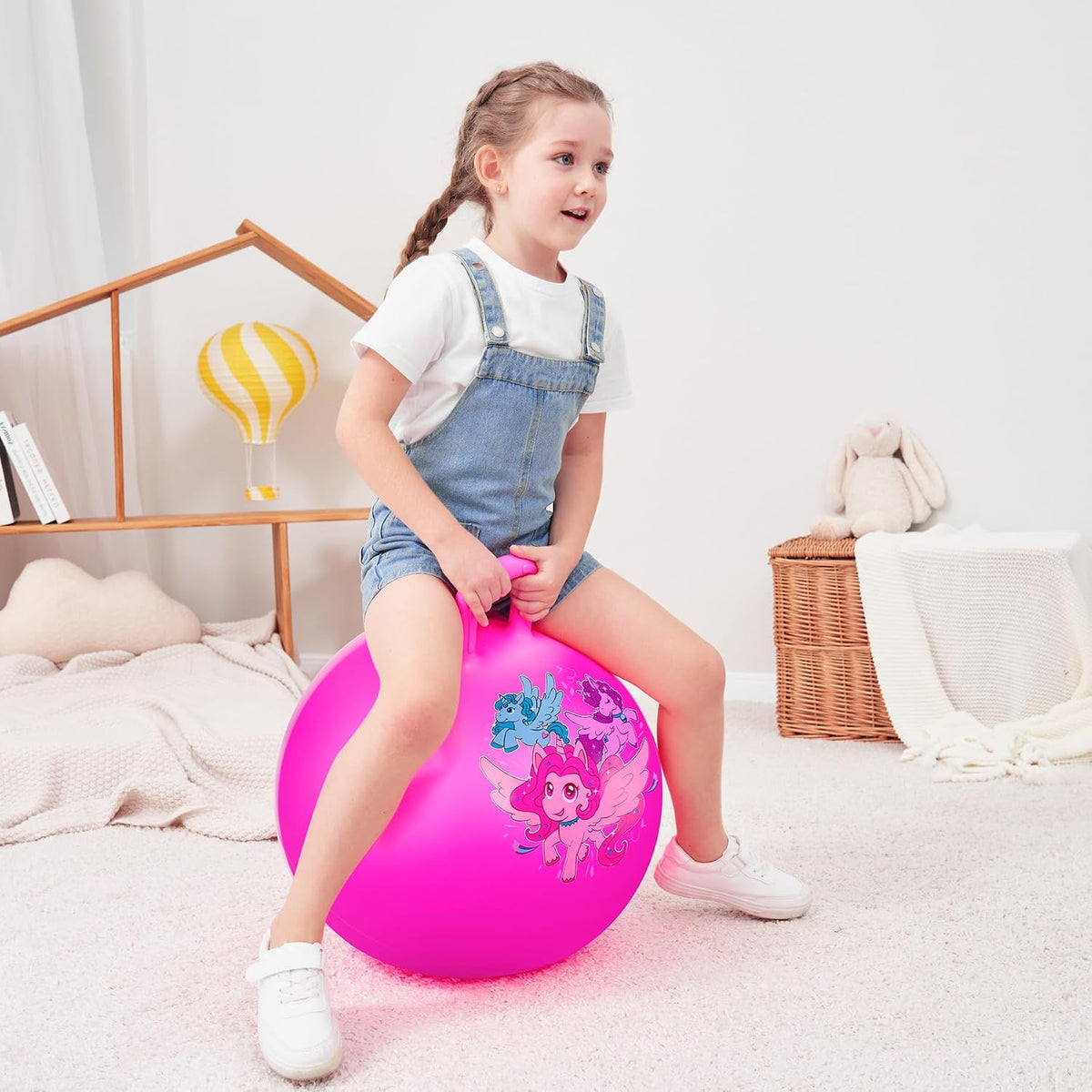 Pelota de tolva para niños de 3 a 8 años, bola hinchable de 18 pulgadas con asa, unicornio