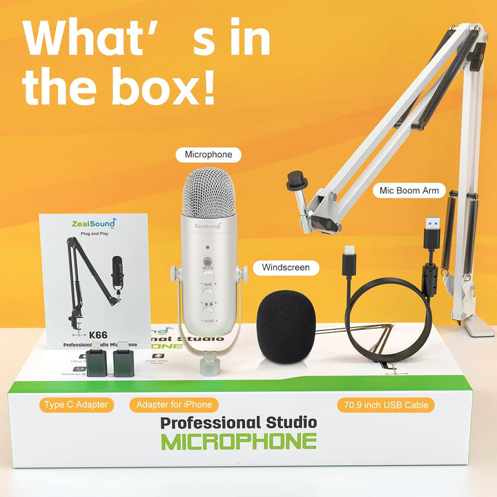 Kit de micrófono de juegos ZealSound, micrófono USB condensador par...