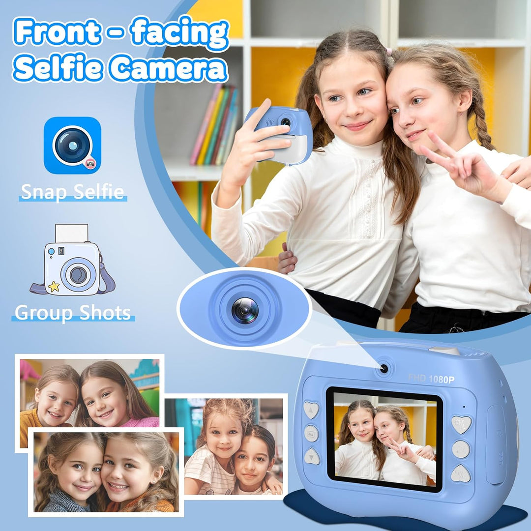 Cámara de impresión instantánea para niños, cámara frontal trasera...