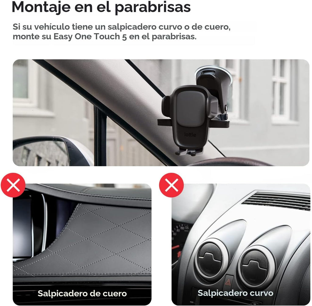 iOttie Easy One Touch Signature soporte de teléfono universal para tablero y parabrisas de auto, soporte de escritorio con base de ventosa y brazo telescópico para iPhone, Samsung, Google, más