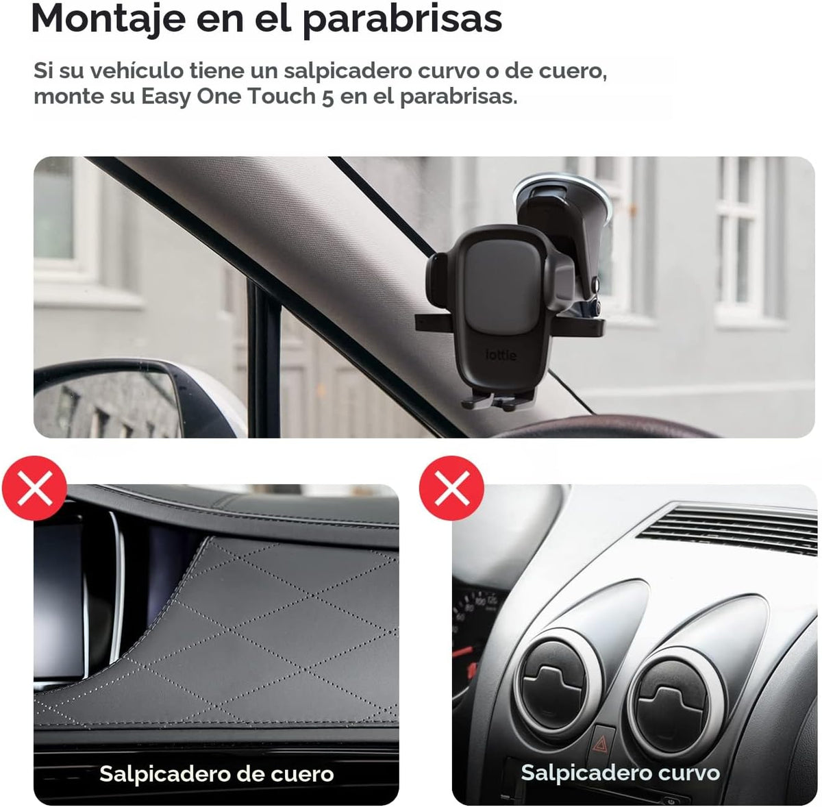 iOttie Easy One Touch Signature soporte de teléfono universal para tablero y parabrisas de auto, soporte de escritorio con base de ventosa y brazo telescópico para iPhone, Samsung, Google, más