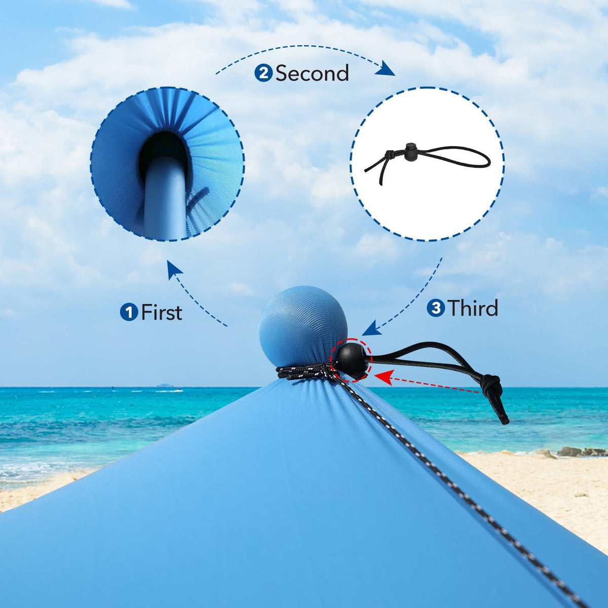 Tienda de campaña de playa con protección UPF50+, refugio solar portátil con postes de bolsa de arena, clavijas de tierra y cuerdas antiviento para acampar al aire libre, patio trasero, Picni