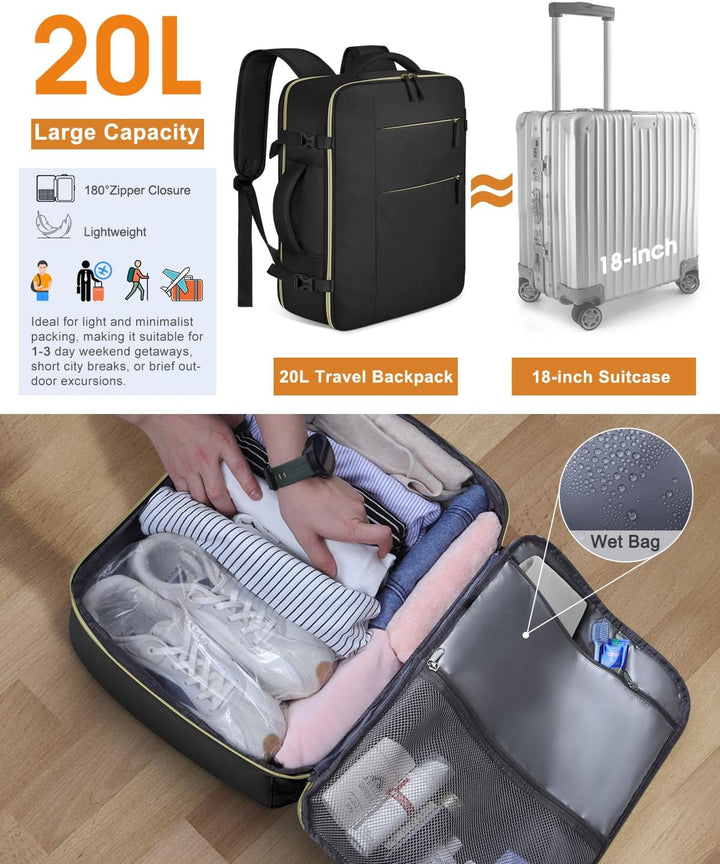 Mochila de viaje Capolo para mujeres y hombres, mochila impermeable...