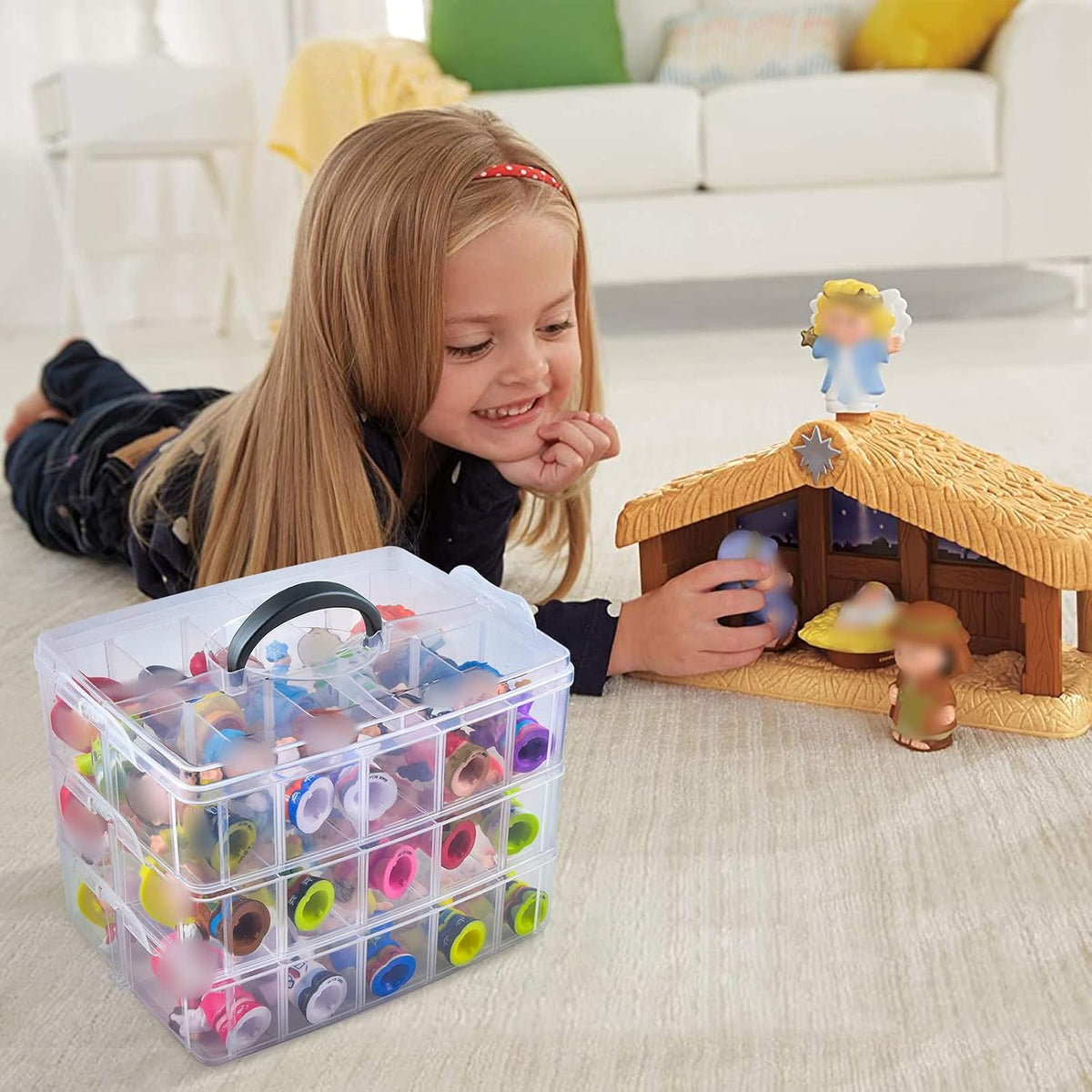 Estuche Xuerdon compatible con figuras de coleccionista Fisher-Price Little People, organizador de almacenamiento de juguetes para Disney Frozen para Elsa y amigos/para figura de oficina/para