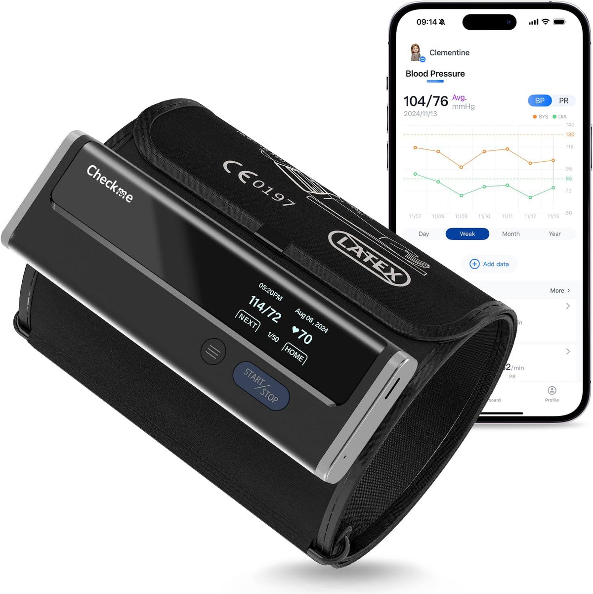 Checkme Monitor de presión arterial para uso doméstico: máquina BP Bluetooth del brazo superior, lecturas precisas en 30 segundos, aplicación habilitada para iOS y Android