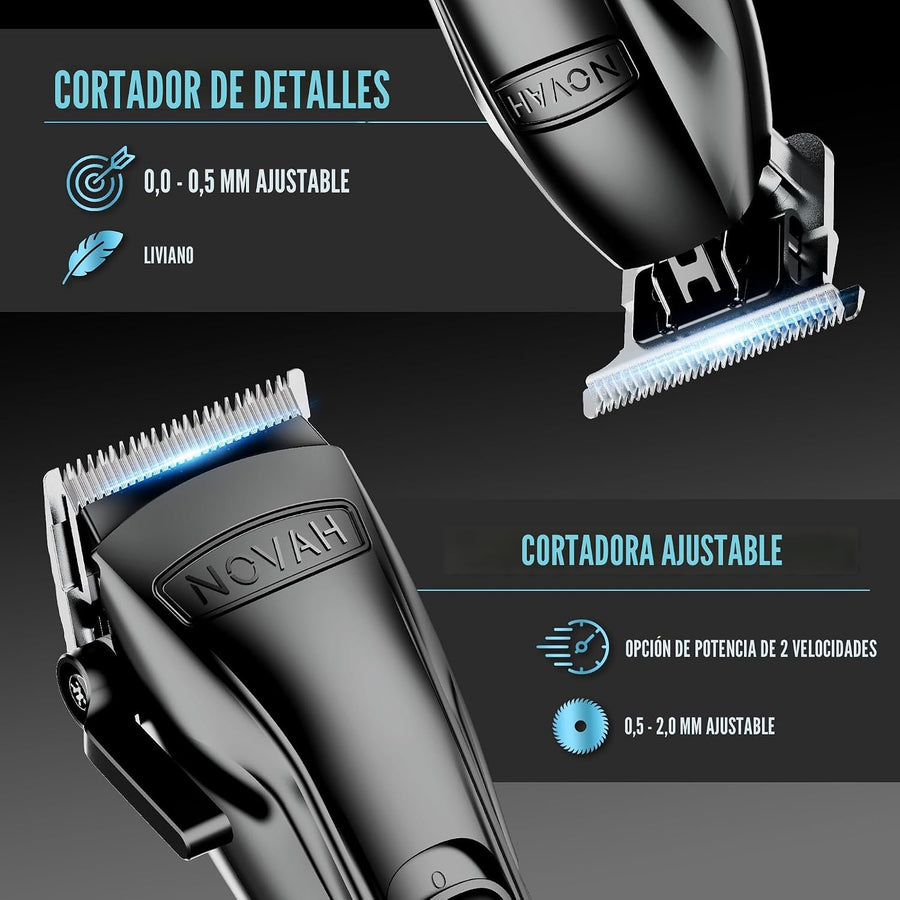 Novah - Juego de cortapelos y recortadores profesionales de peluque...