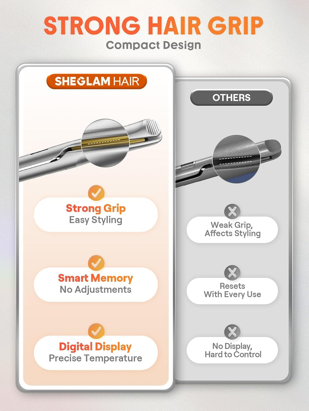 SHEGLAM Plancha plana para alisar el cabello, alisador y rizador de...