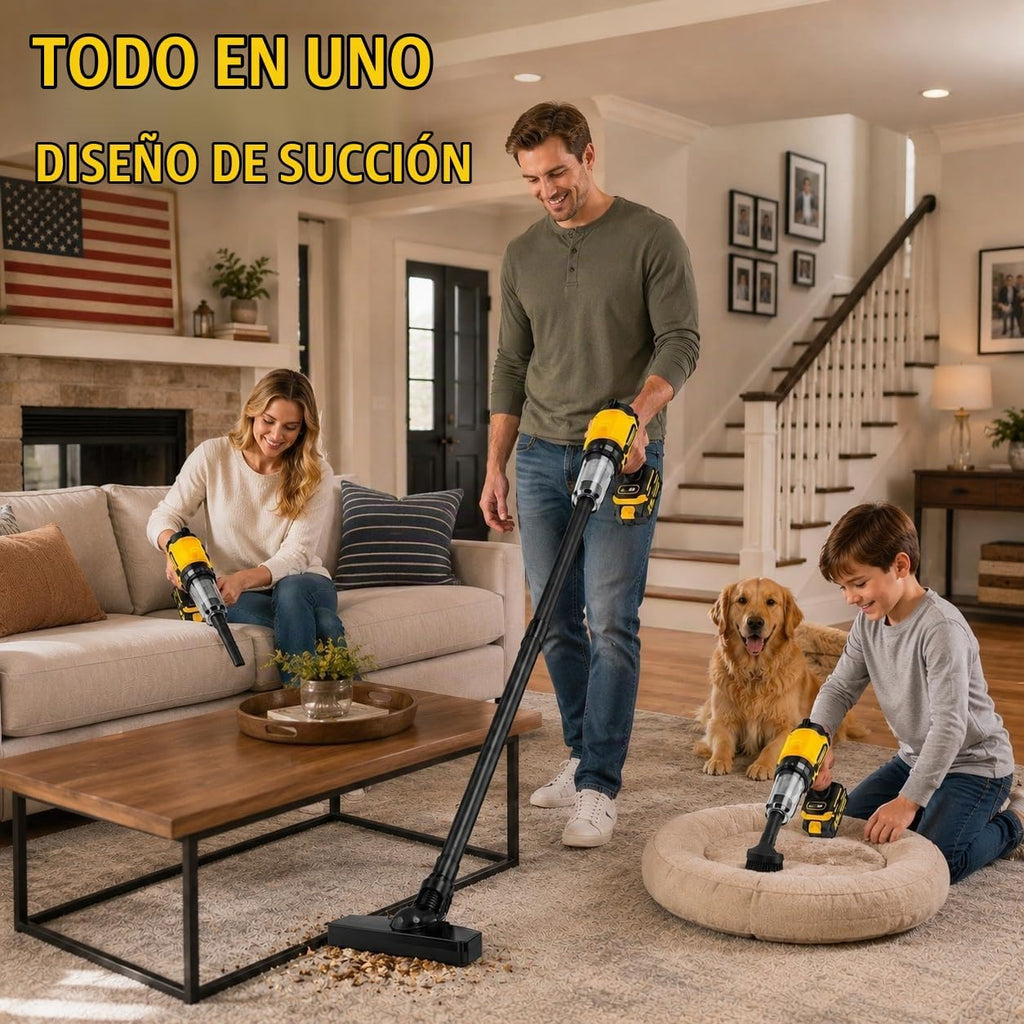 Aspiradora inalámbrica 7 en 1, aspiradora de mano con batería con motor sin escobillas de 700 W, succión y soplador de alta potencia de 50 KPA para el hogar, automóvil, pelo de mascotas