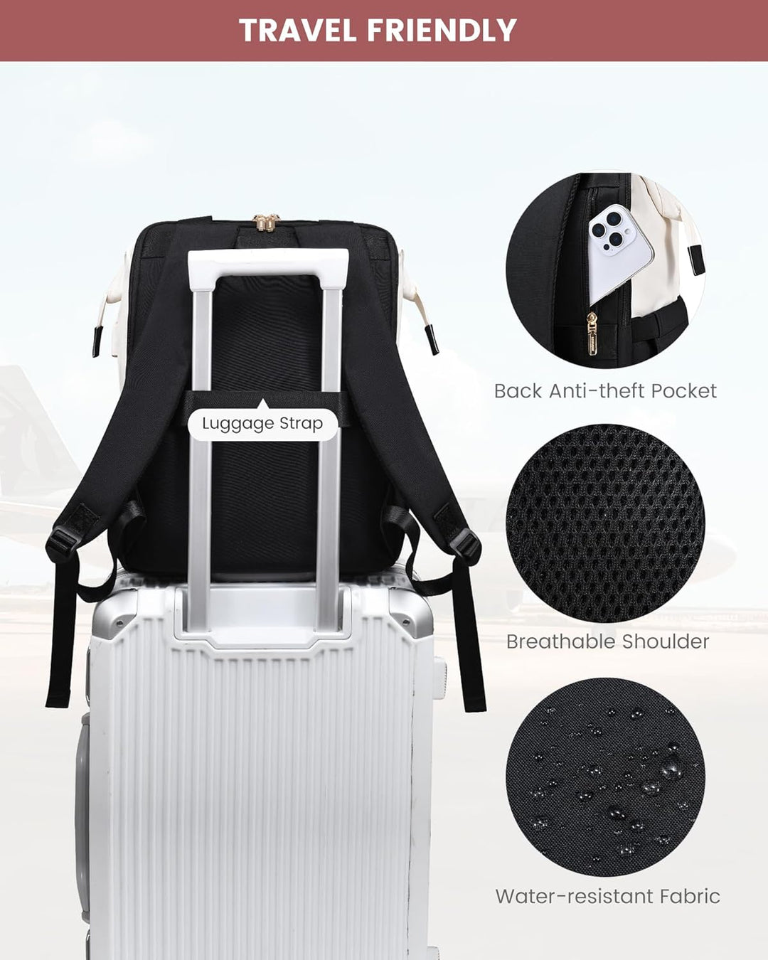 LOVEVOOK Mochila para laptop para mujer, mochila de trabajo convert...