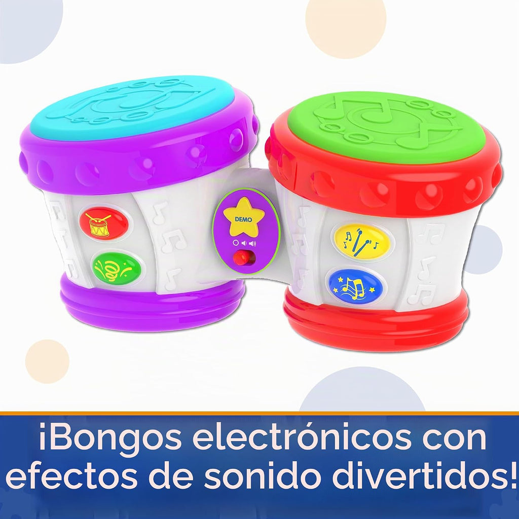 The Learning Journey Aprendizaje temprano - Little Baby Bongo Drums - Juguetes musicales electrónicos para niños y niñas a partir de 12 meses - Juguete de aprendizaje musical galardonado, multicolor