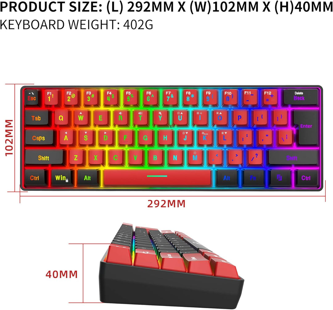 Snpurdiri - Teclado RGB de 60 % con cable, pequeño, compacto, resis...