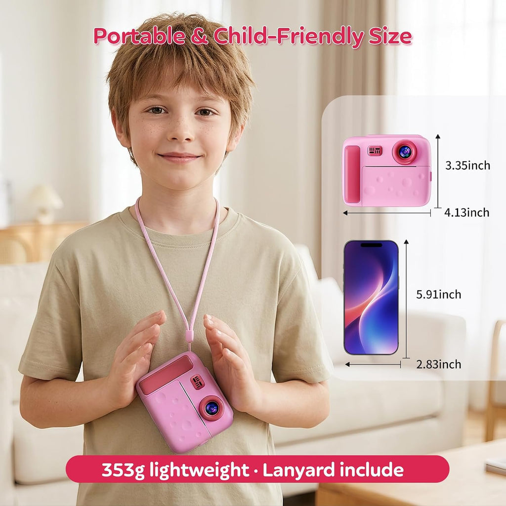 Cámara de impresión instantánea para niños, pantalla 2.5D 48MP cámara
