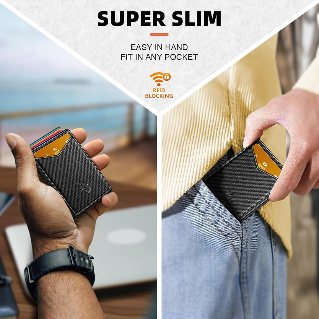 KEMISANT Billetera para hombre - Cartera delgada con clip para dine...