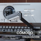 Brazo de monitor resistente para pantallas ultraanchas de 57", soporta hasta 59.4 libras, soporte de escritorio de movimiento completo con VESA de liberación rápida (75/100/7.874 in