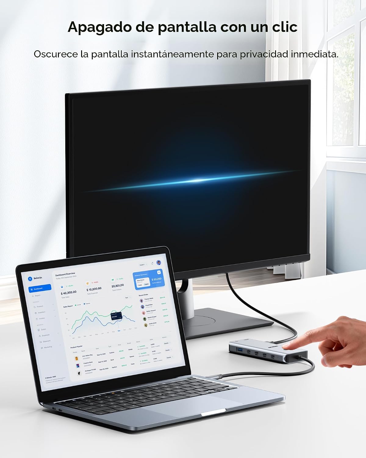 MOKiN Estación de acoplamiento USB C Monitor dual 2 HDMI para portá...
