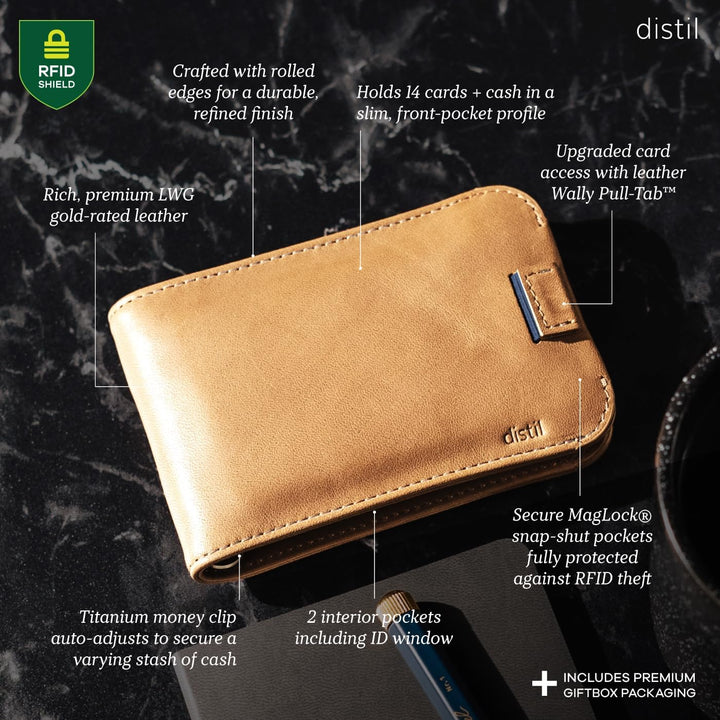 Distil Union Wally Bifold 5.0 - Cartera RFID de alta calidad con cl...