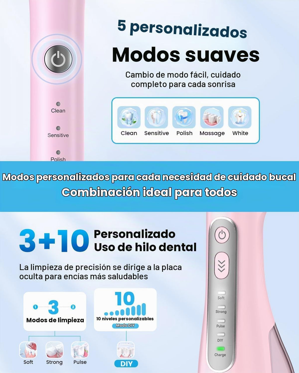 JTF Electric Toothbrush & Water Flosser Combo, 2-1 Portable Oral Clean Kit
