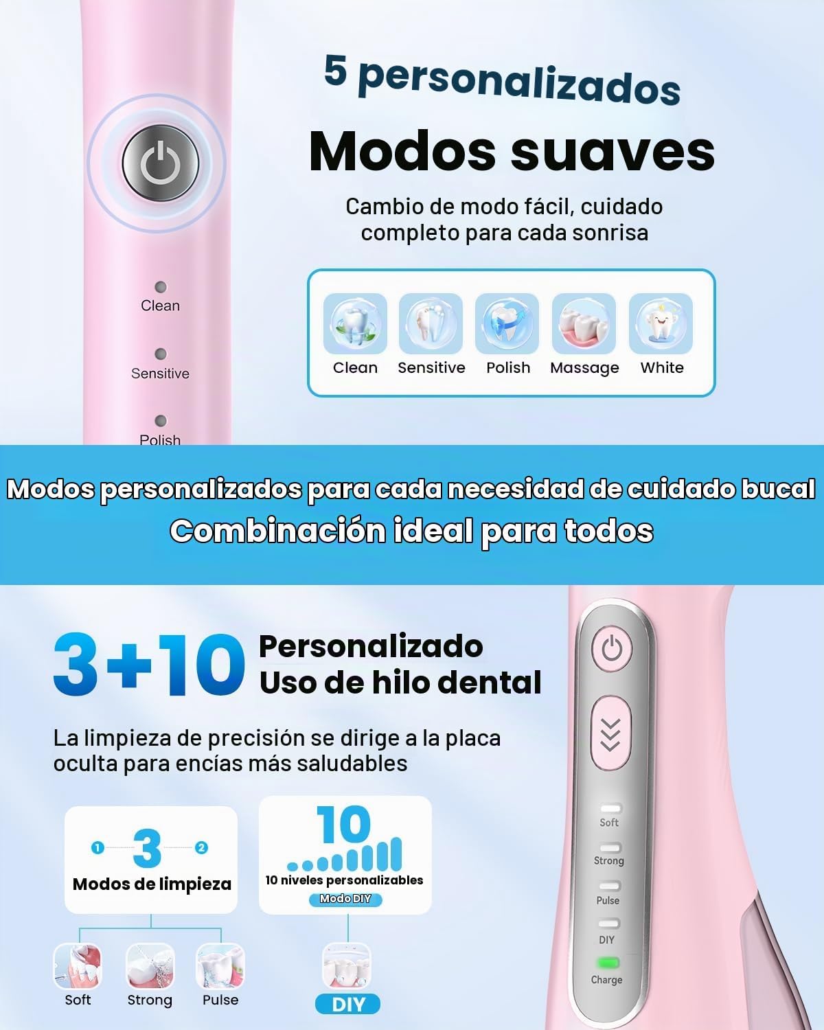 JTF Electric Toothbrush & Water Flosser Combo, 2-1 Portable Oral Clean Kit