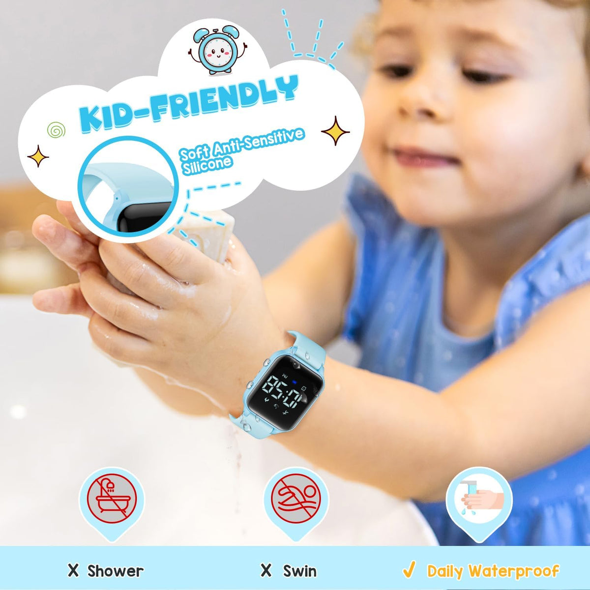 Relojes digitales para niños y niñas, reloj deportivo con rastreador de fitness, podómetro, alarmas, cronómetro, no necesita aplicación, reloj impermeable para niños, regalo para adolescentes