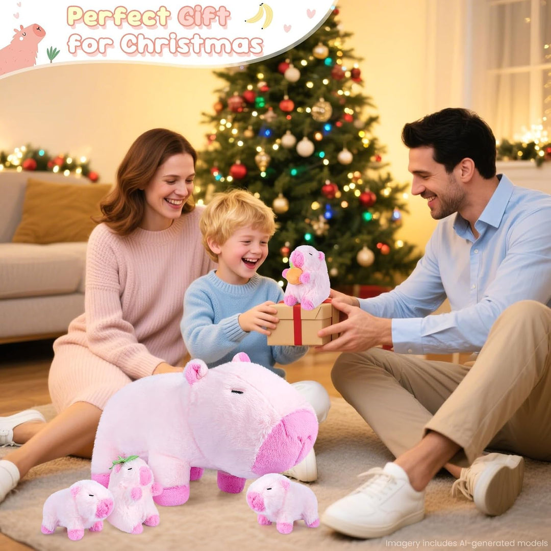 SuzziPals Peluche Capybara rosa 5 en 1 con bebés en el interior, ju...