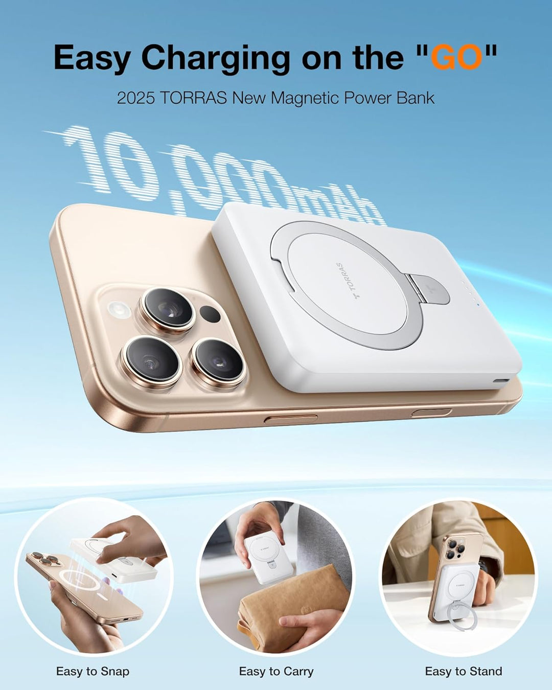 TORRAS EasyGo - Cargador portátil magnético de 10000 mAh para iPhon...
