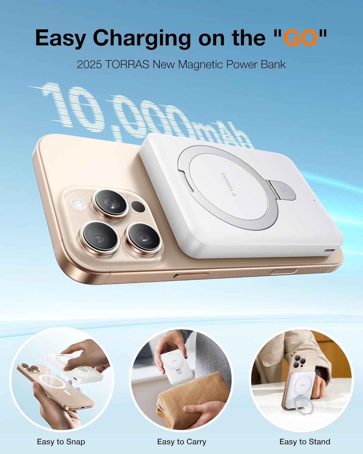 TORRAS EasyGo - Cargador portátil magnético de 10000 mAh para iPhon...