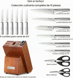 McCook Kitchen Knife Set 15PC Knife Block Set w Built-en Sharpener