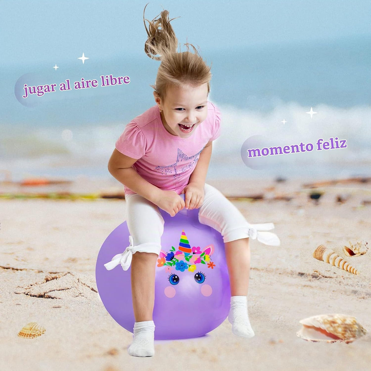 Pelotas Saltarinas para niños de 3 a 8 años, pelota saltarina de 18 pulgadas con asa, saltarín inflable de 18", juguetes de salto de 45cm, juguetes de salto de jardín, regalos para niñas y
