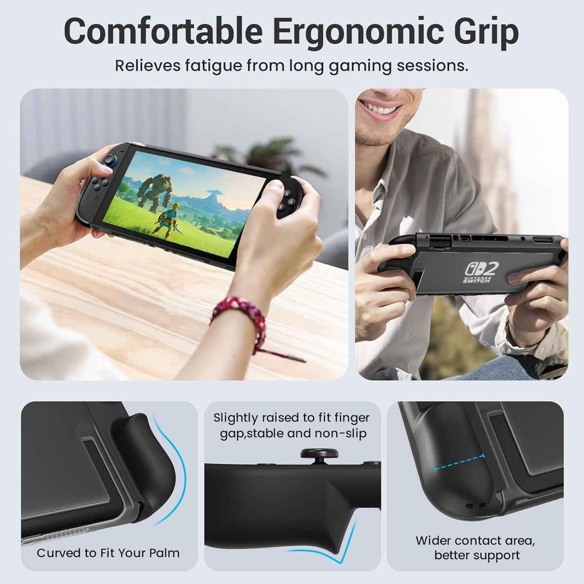 Switch 2 Case PC Front Cover Dockable TPU Ergonomic Grip