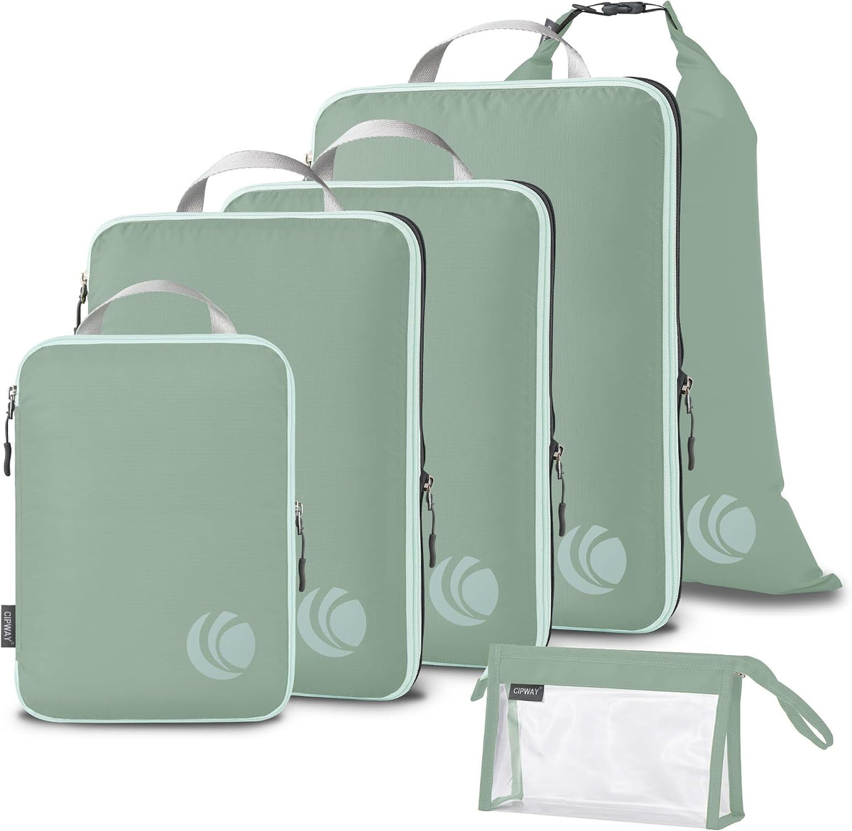 Cipway Cubos de embalaje de compresión, bolsas organizadoras de equipaje ultraligeras con bolsas para zapatos, bolsas de lavandería, bolsa transparente para artículos de aseo, artículos esenciales de